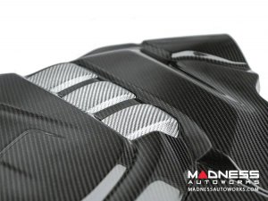 Alfa Romeo Stelvio Engine Cover - Carbon Fiber - QV Model - White Candy Accents